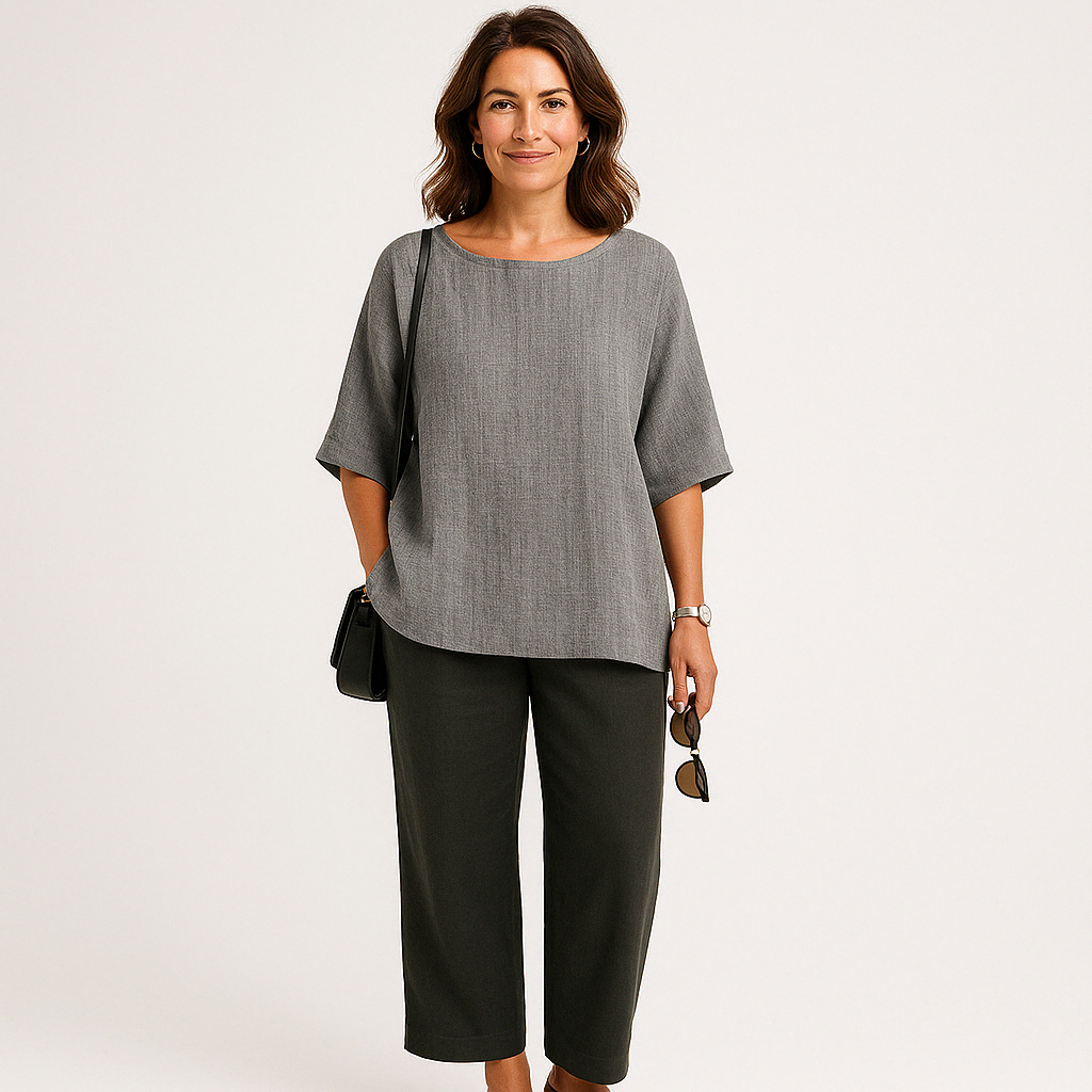 Gleame Linnen Dames Blouse – Ademend top met 3/4 mouwen en losse pasvorm