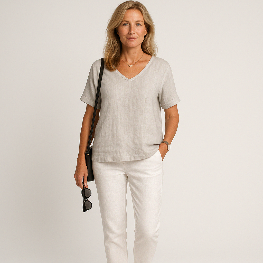 Gleame Linnen Top – Linnen blouse met korte mouwen voor dames