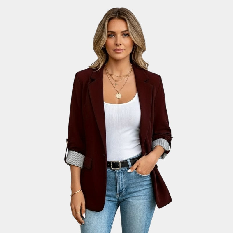 Gleame.-Blazer-Gleame | Blazer Dames 3/4 Mouw Reverskraag Enkele Knoop