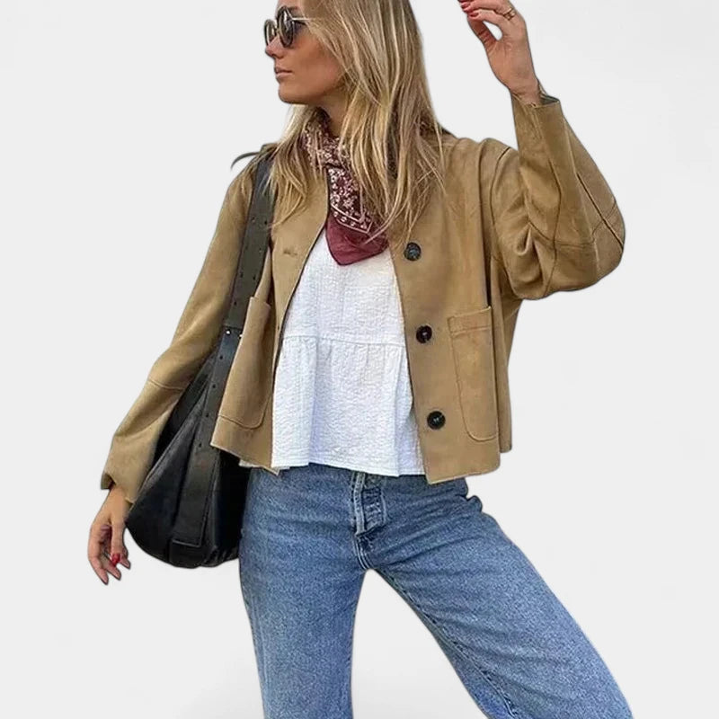 Gleame.-Blazers & Blouses-Gleame Blazer - Damesblazer met lange mouwen en knoopsluiting in casual stijl