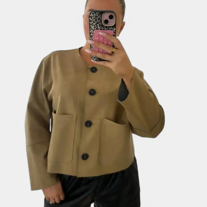 Gleame.-Blazers & Blouses-Gleame Blazer - Damesblazer met lange mouwen en knoopsluiting in casual stijl