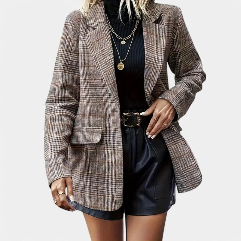 Gleame.-Blazers & Blouses-Gleame Blazer - casual blazer met geruit patroon voor dames