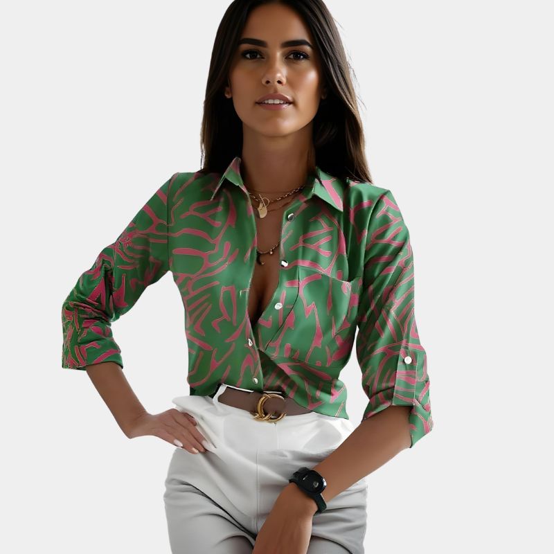 Gleame.-Blazers & Blouses-Gleame Blouse - Elegante blouse met lange mouwen en zakken