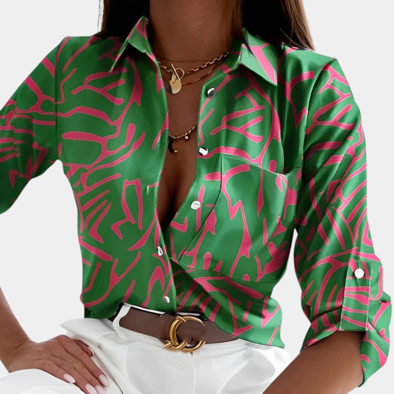 Gleame.-Blazers & Blouses-Gleame Blouse - Elegante blouse met lange mouwen en zakken