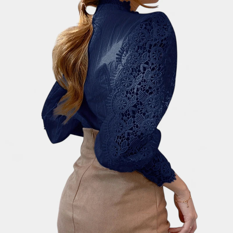 Gleame.-Blazers & Blouses-Gleame Blouse - Elegante blouse met kanten mouwen voor dames