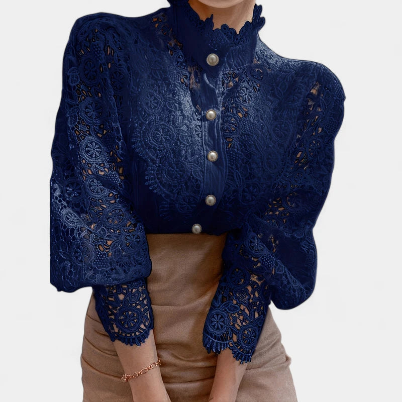 Gleame.-Blazers & Blouses-Gleame Blouse - Elegante blouse met kanten mouwen voor dames