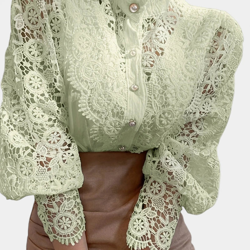 Gleame.-Blazers & Blouses-Gleame Blouse - Elegante blouse met kanten mouwen voor dames