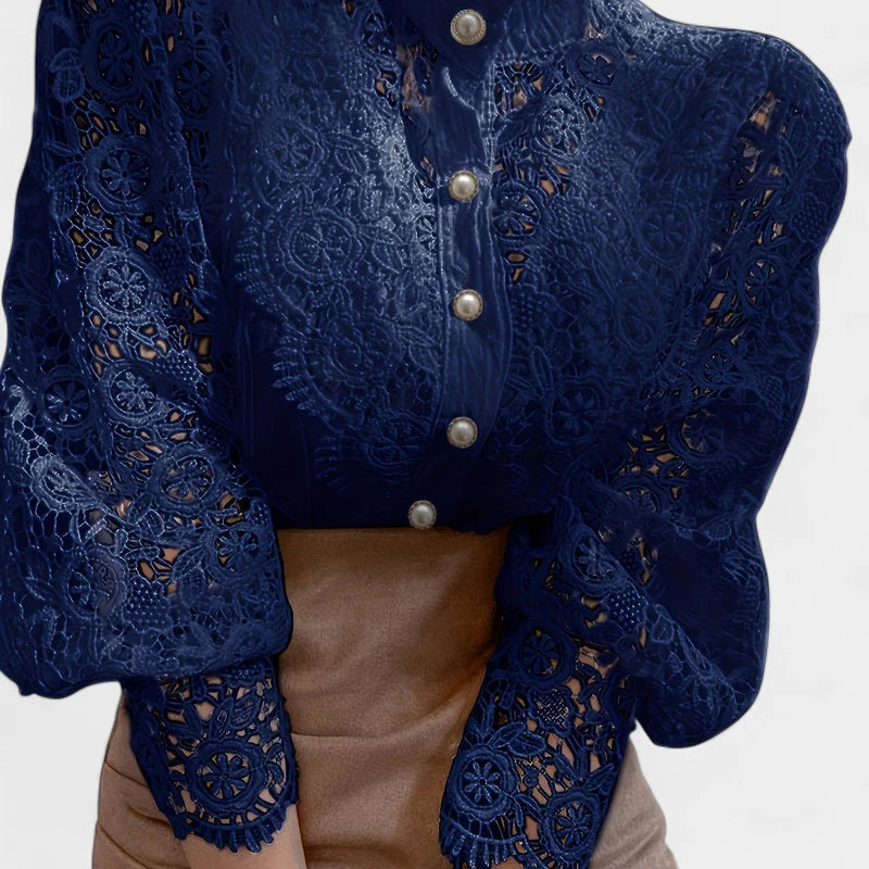 Gleame.-Blazers & Blouses-Gleame Blouse - Elegante blouse met kanten mouwen voor dames