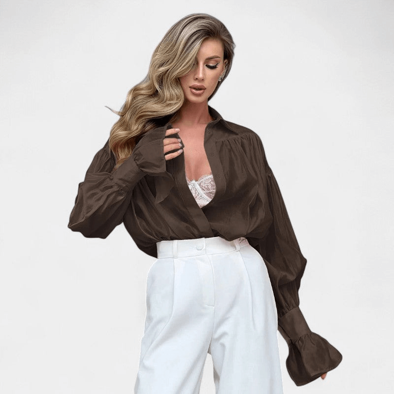 Gleame Blouse - Elegante luxe dames blouse met lange pofmouwen