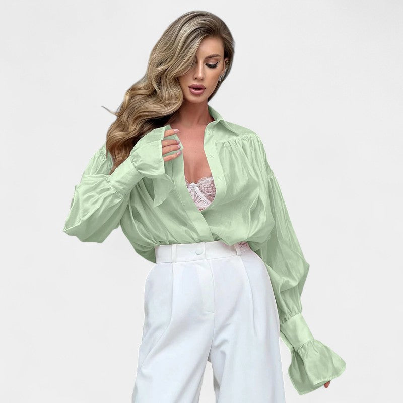 Gleame.-Blazers & Blouses-Gleame Blouse - Elegante luxe dames blouse met lange pofmouwen
