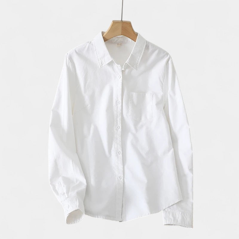 Gleame.-Blazers & Blouses-Gleame Blouse - Gestreepte dames katoen linnen blouse met lange mouwen