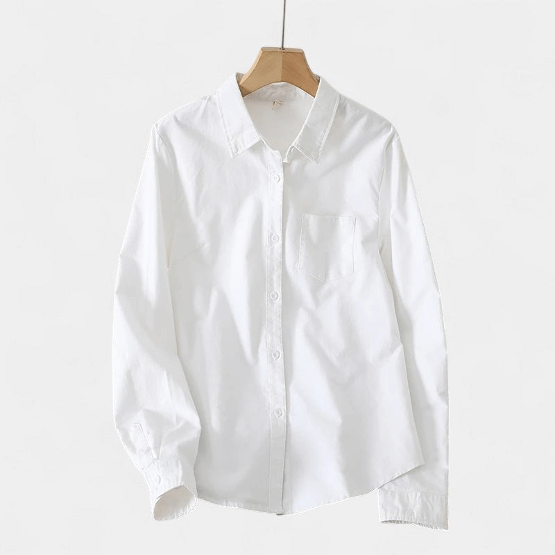 Gleame Blouse - Gestreepte dames katoen linnen blouse met lange mouwen