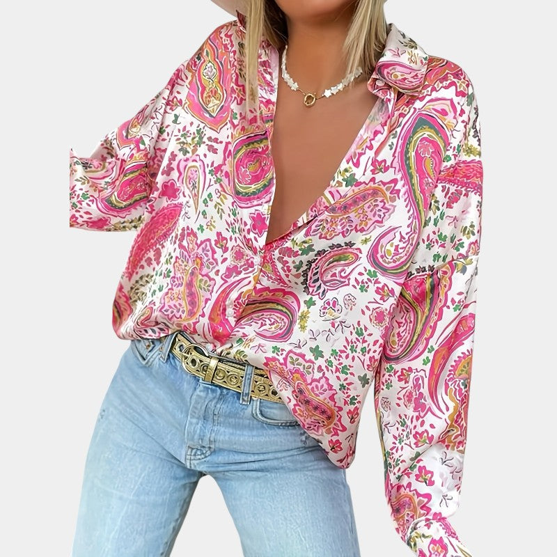 Gleame.-Blazers & Blouses-Gleame Blouse - Stijlvolle blouse met lange mouwen en opvallende print