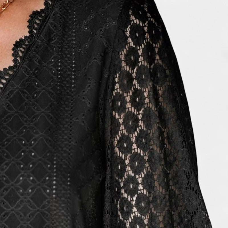 Gleame.-Blazers & Blouses-Gleame Casual Shirt - Dames langwerpige V-hals met lange mouwen