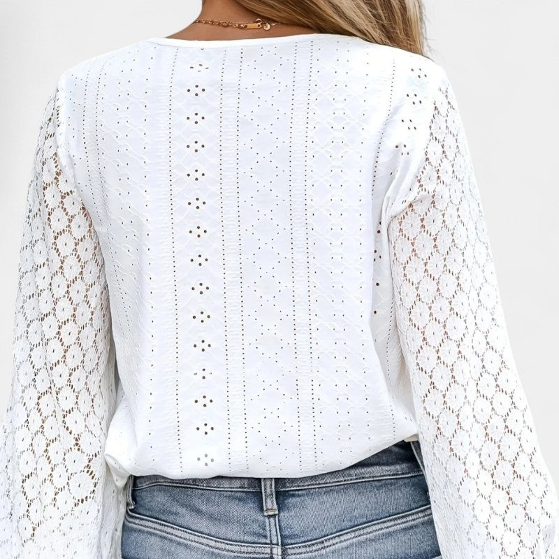 Gleame.-Blazers & Blouses-Gleame Casual Shirt - Dames langwerpige V-hals met lange mouwen