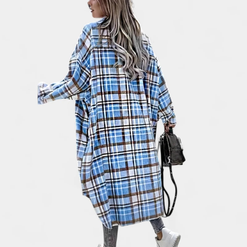 Gleame.-Blazers & Blouses-Gleame Jas - Lange jas met knoopsluiting en flapzakken voor dames