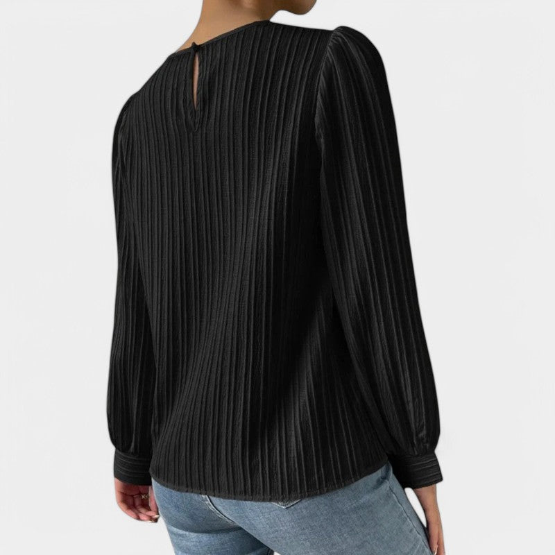 Gleame.-Blazers & Blouses-Gleame Top - Chique top met ronde hals en lange mouwen