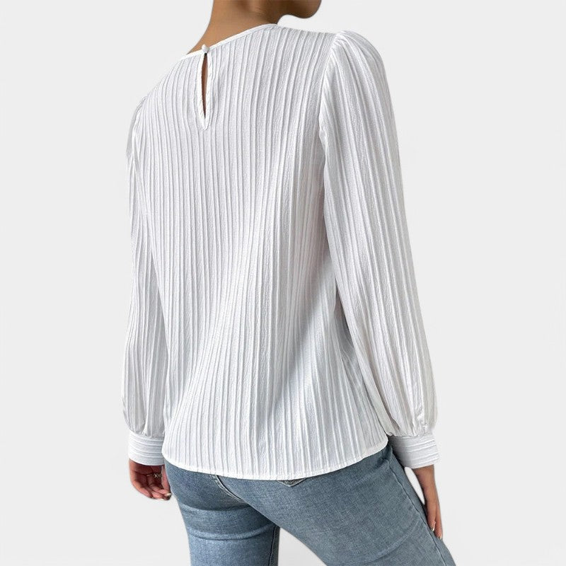 Gleame.-Blazers & Blouses-Gleame Top - Chique top met ronde hals en lange mouwen