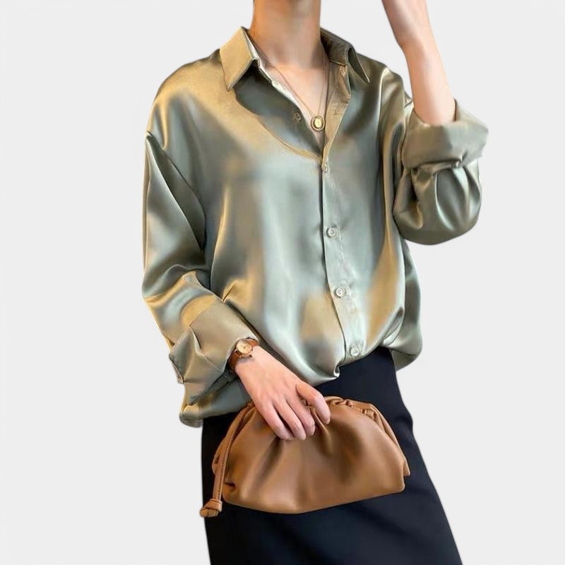 Gleame.-Blazers & Blouses-Gleame Top - Elegante gebreide cardigan met knopen en kraag