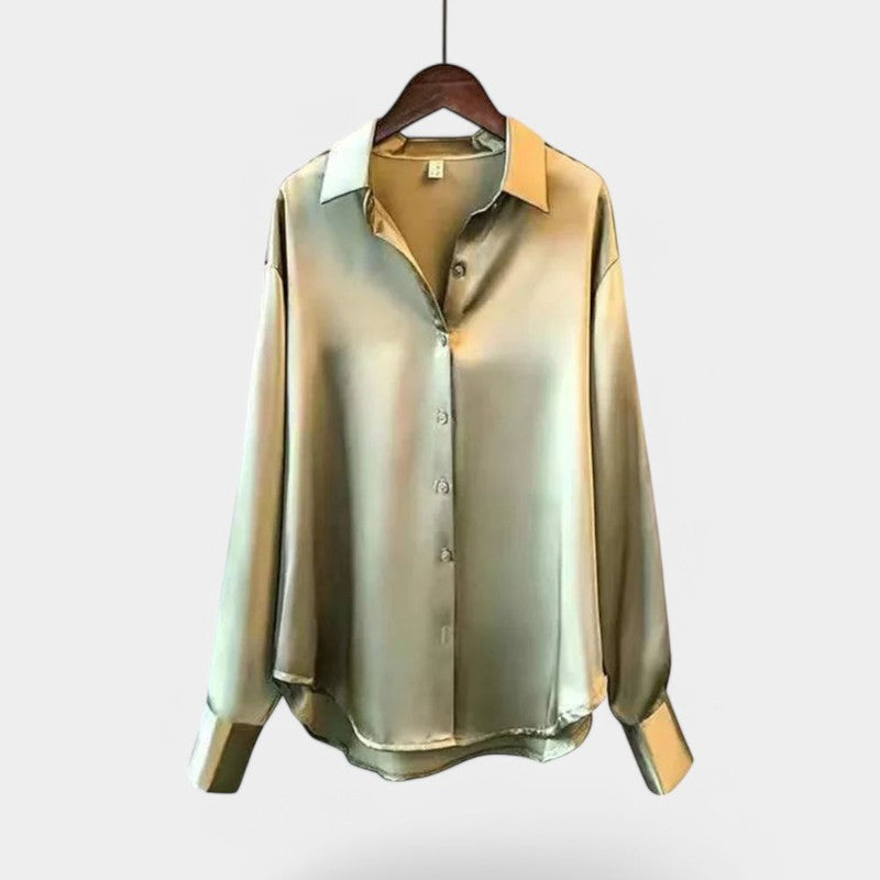 Gleame.-Blazers & Blouses-Gleame Top - Elegante gebreide cardigan met knopen en kraag