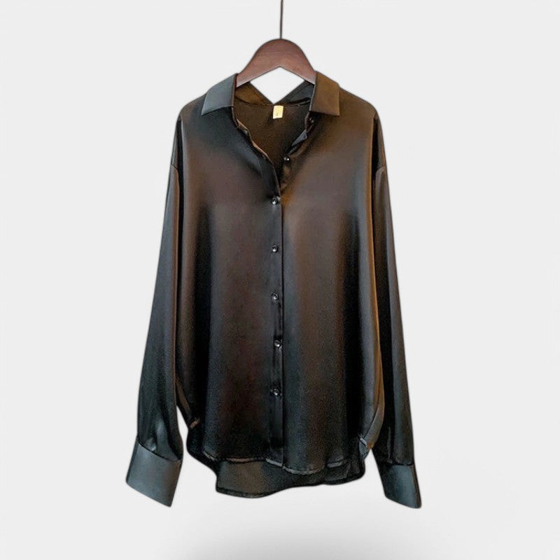 Gleame.-Blazers & Blouses-Gleame Top - Elegante gebreide cardigan met knopen en kraag