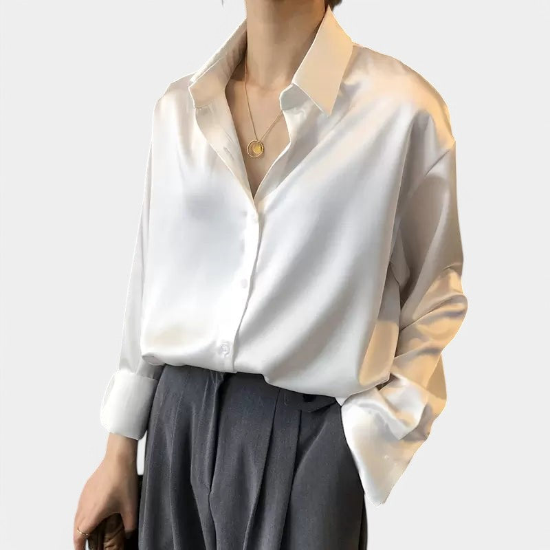 Gleame.-Blazers & Blouses-Gleame Top - Elegante gebreide cardigan met knopen en kraag