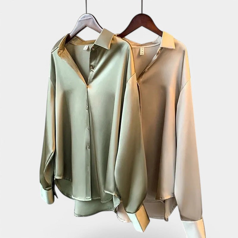 Gleame.-Blazers & Blouses-Gleame Top - Elegante gebreide cardigan met knopen en kraag