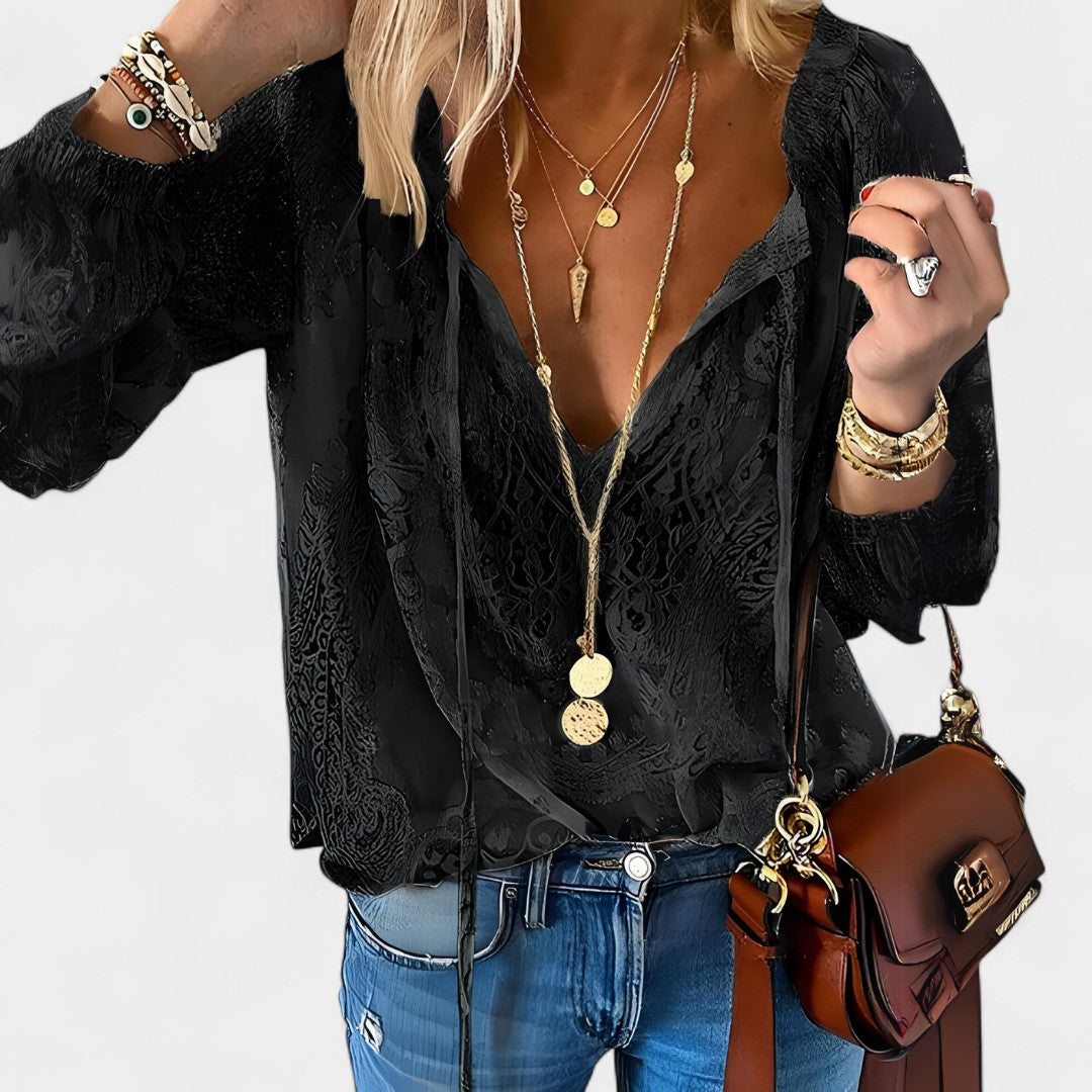 Gleame.-Blazers & Blouses-Gleame Tops - V-hals casual losse tops voor vrouwen