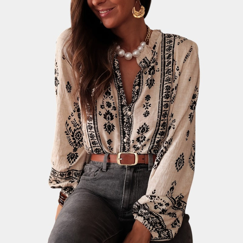 Gleame.-Blazers & Blouses-Gleame top - Losse top met veelzijdige en slankende lantaarnmouwen