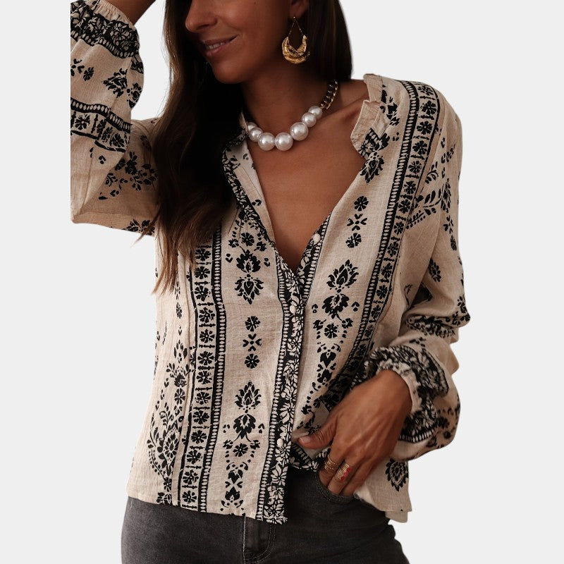 Gleame.-Blazers & Blouses-Gleame top - Losse top met veelzijdige en slankende lantaarnmouwen