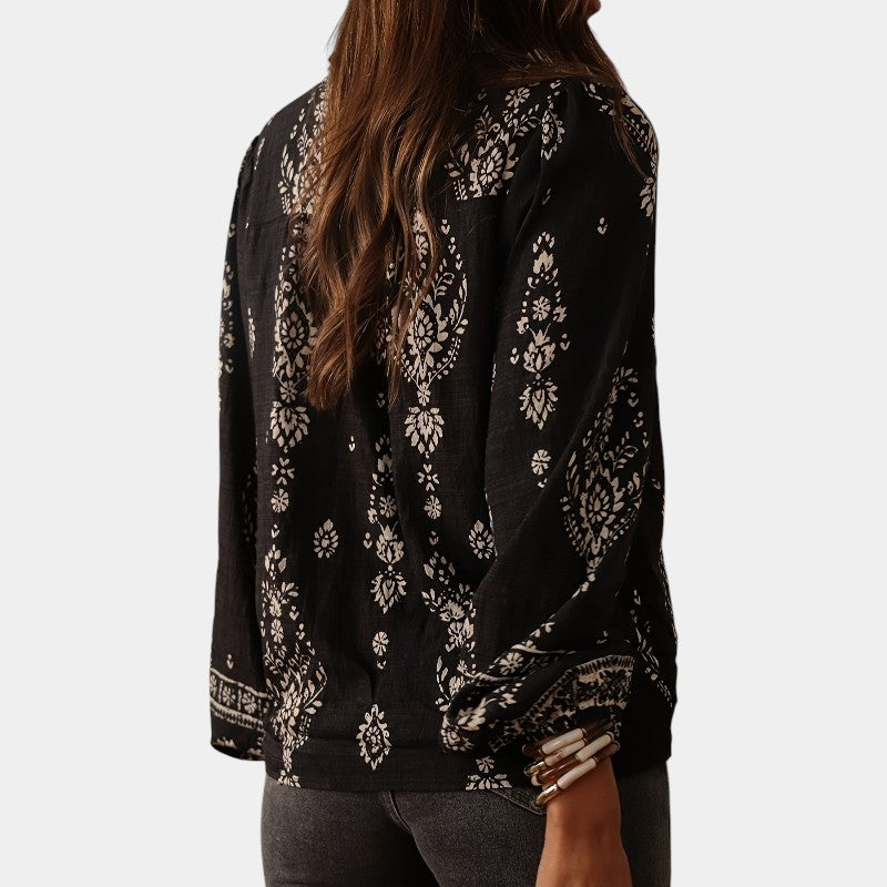 Gleame.-Blazers & Blouses-Gleame top - Losse top met veelzijdige en slankende lantaarnmouwen