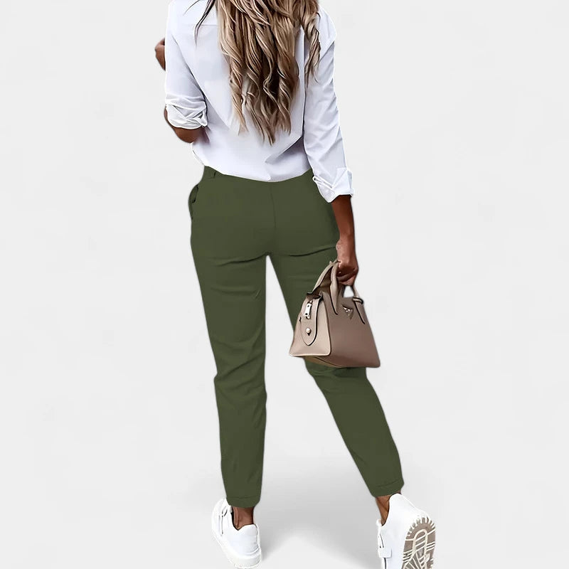Gleame.-Broeken-Gleame Broek - Casual slim-fit broek met hoge taille voor dames
