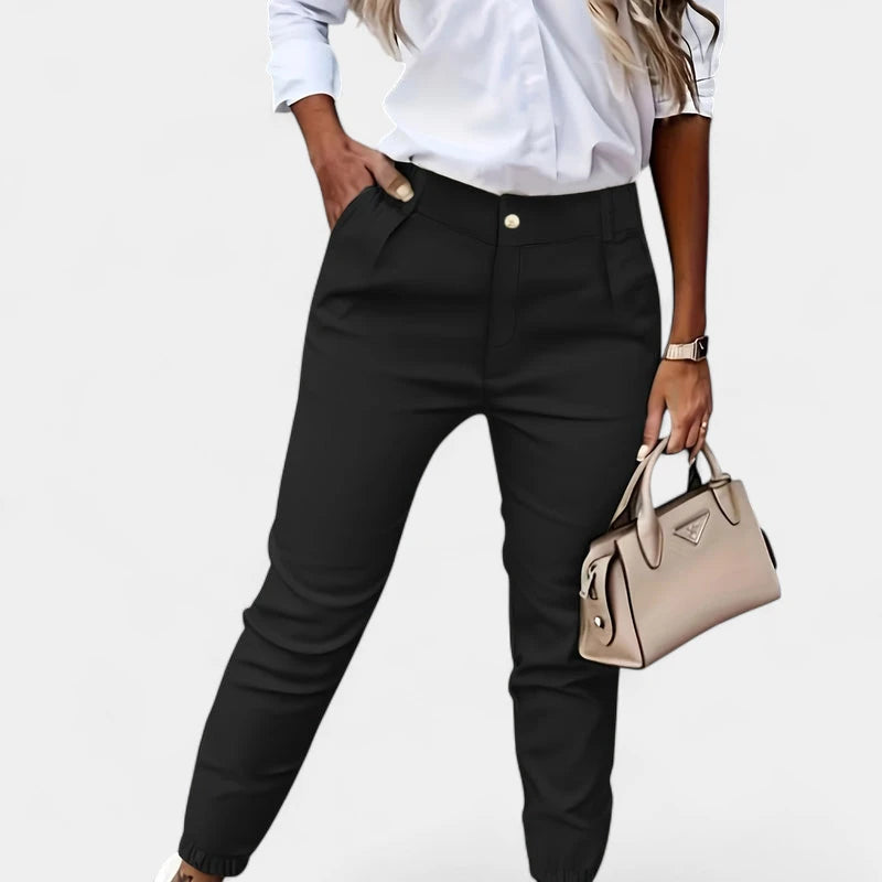 Gleame.-Broeken-Gleame Broek - Casual slim-fit broek met hoge taille voor dames