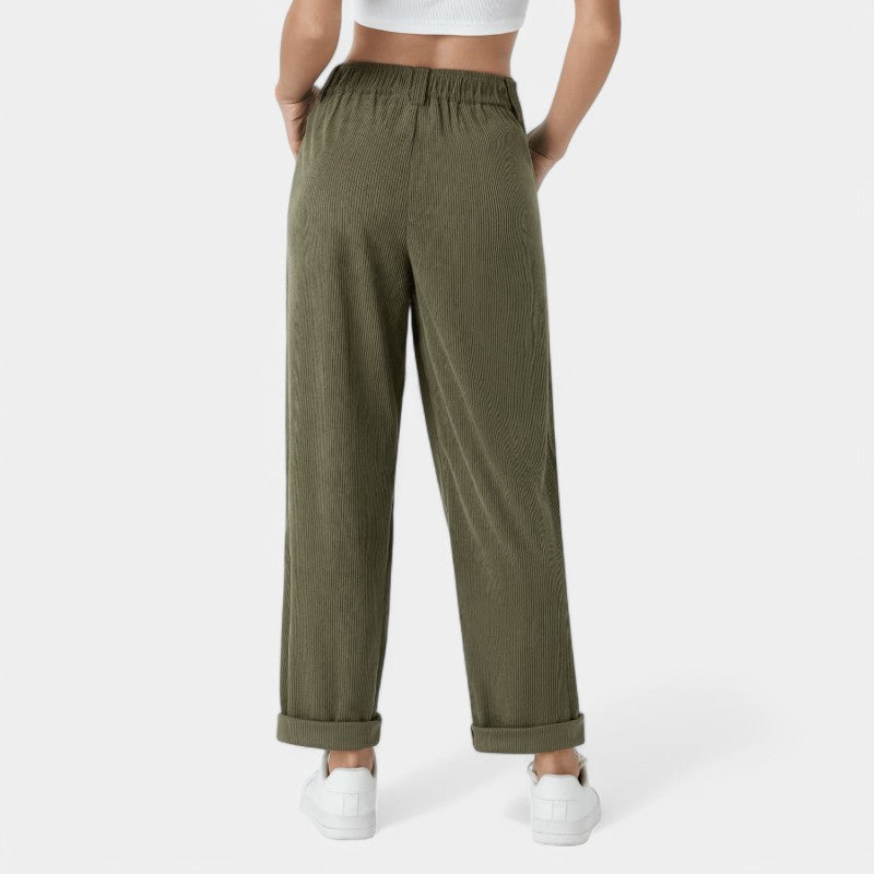 Gleame.-Broeken-Gleame Broek - Comfortabele casual corduroy damesbroek voor een relaxte stijl