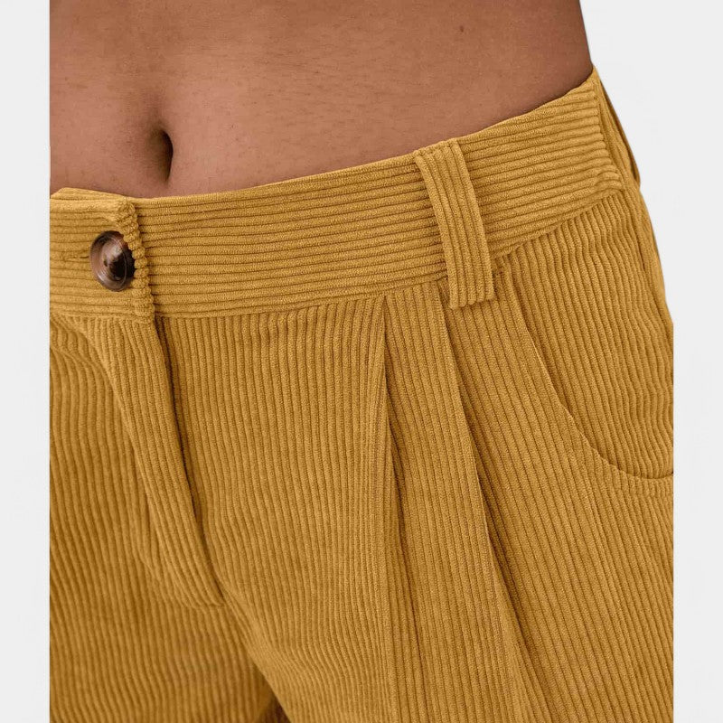 Gleame.-Broeken-Gleame Broek - Comfortabele casual corduroy damesbroek voor een relaxte stijl