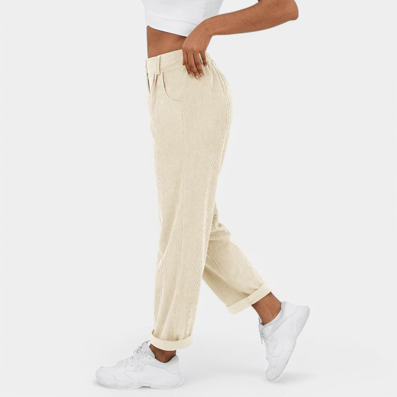 Gleame.-Broeken-Gleame Broek - Comfortabele casual corduroy damesbroek voor een relaxte stijl
