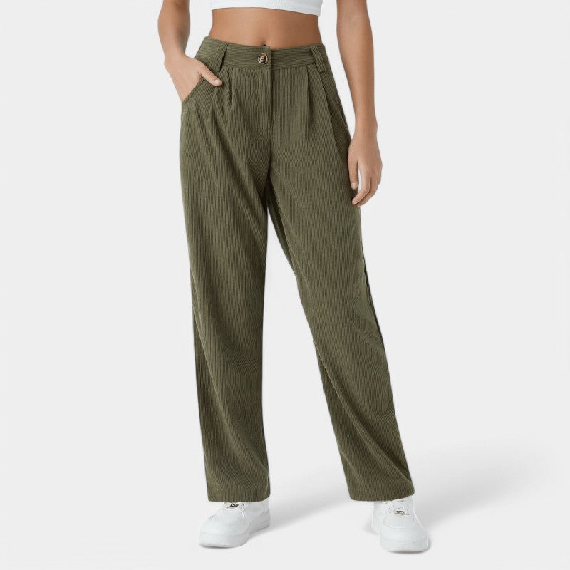 Gleame.-Broeken-Gleame Broek - Comfortabele casual corduroy damesbroek voor een relaxte stijl