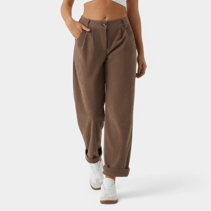 Gleame.-Broeken-Gleame Broek - Comfortabele casual corduroy damesbroek voor een relaxte stijl
