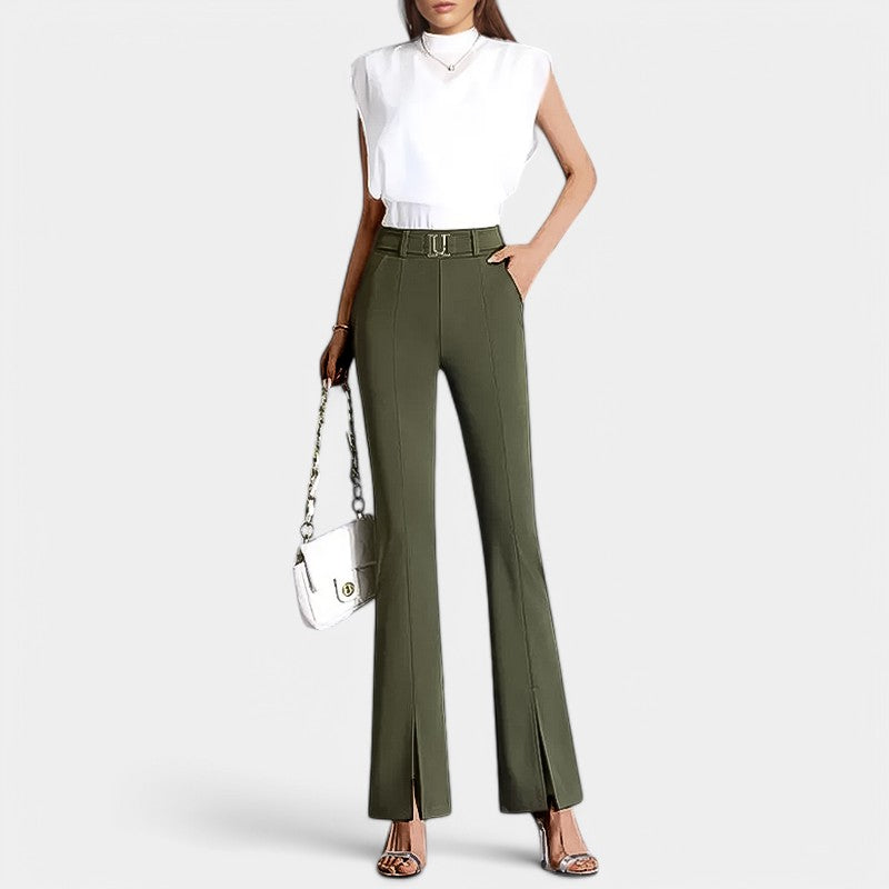 Gleame.-Broeken-Gleame Flared Broek - Luxe en speels voor een trendy uitstraling