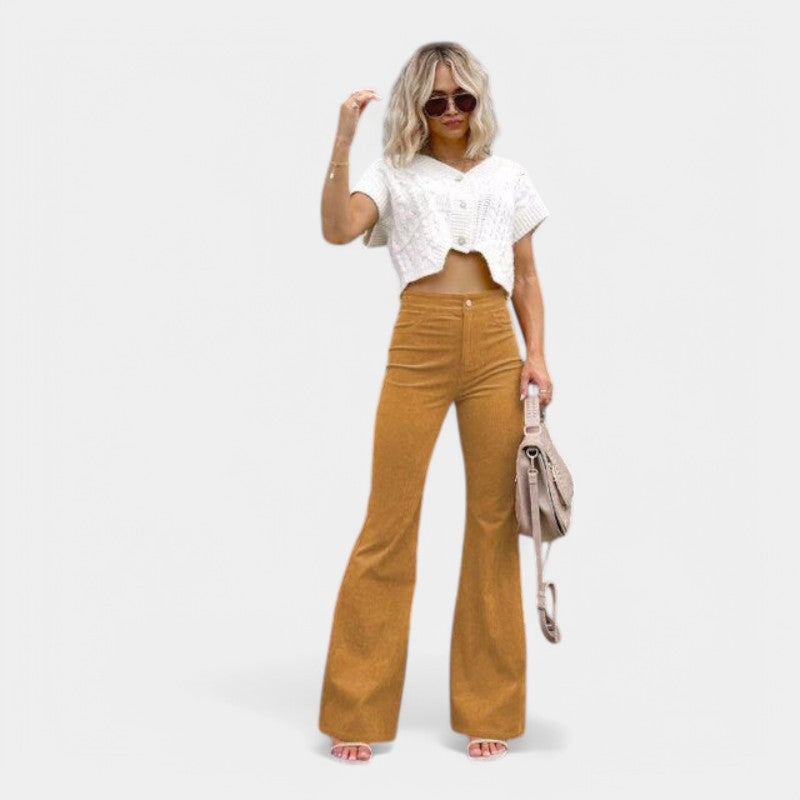 Gleame.-Broeken-Gleame Flared Trousers - Faye flared trousers voor comfort en stijl