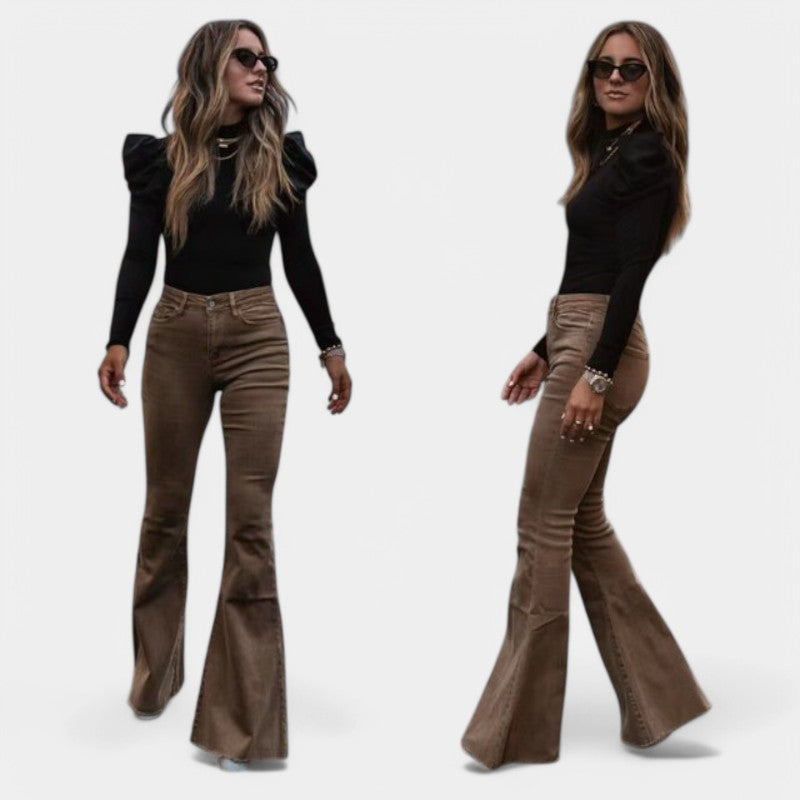 Gleame.-Broeken-Gleame Flared Trousers - Faye flared trousers voor comfort en stijl