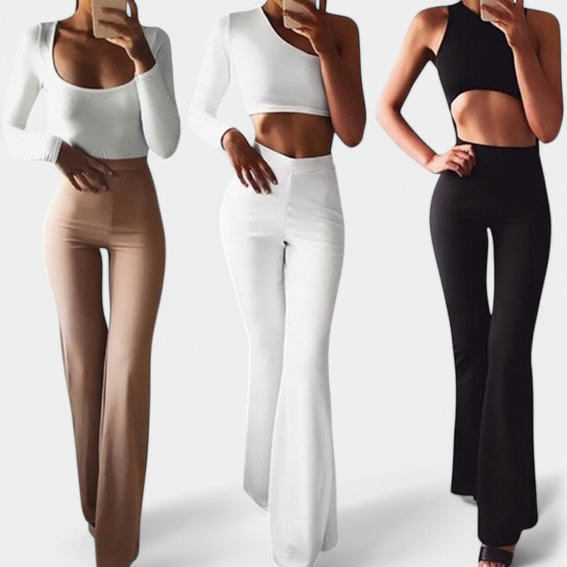 Gleame.-Broeken-Gleame Fleur Flared Pants - Elegante hoge taille broek voor dames