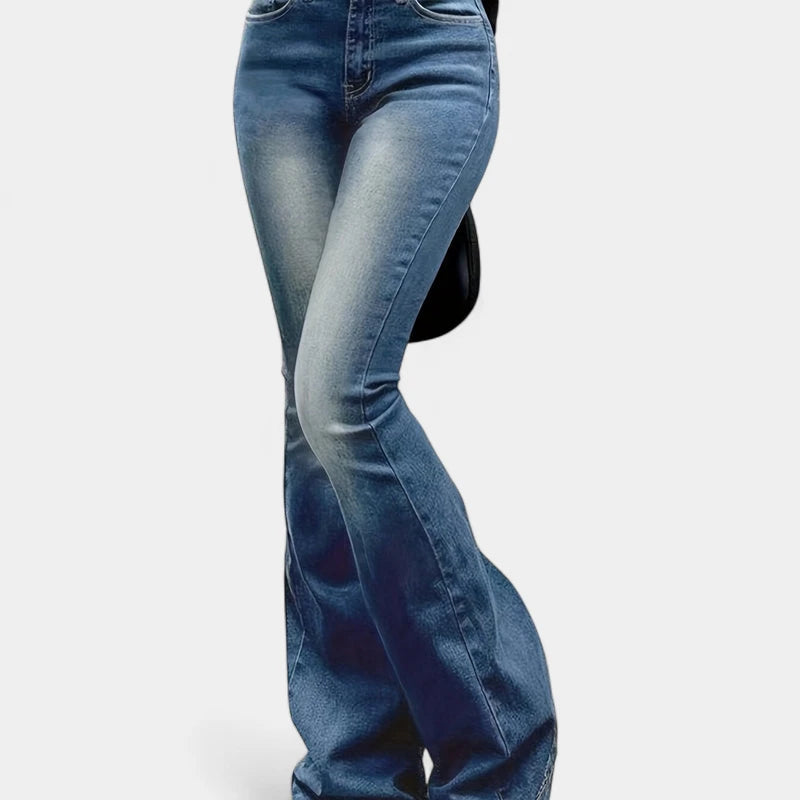 Gleame.-Broeken-Gleame Jeans - High-stretch retro flare jeans voor dames