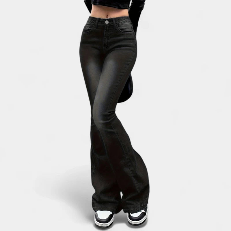 Gleame.-Broeken-Gleame Jeans - High-stretch retro flare jeans voor dames