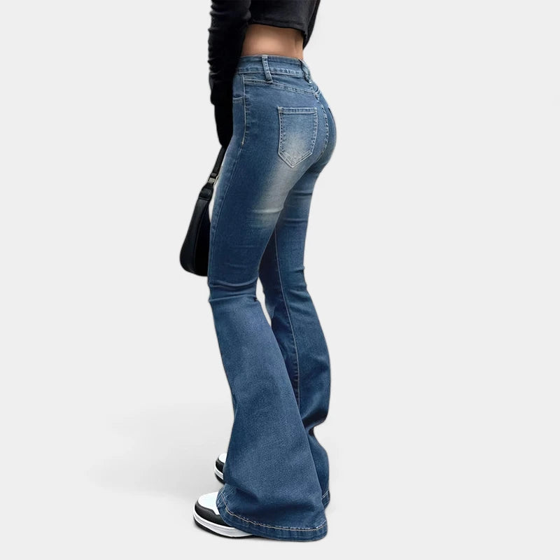 Gleame.-Broeken-Gleame Jeans - High-stretch retro flare jeans voor dames