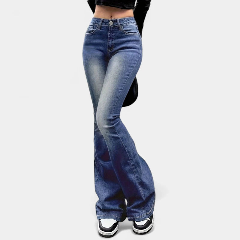 Gleame.-Broeken-Gleame Jeans - High-stretch retro flare jeans voor dames