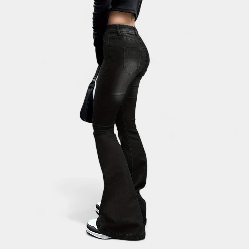 Gleame.-Broeken-Gleame Jeans - High-stretch retro flare jeans voor dames