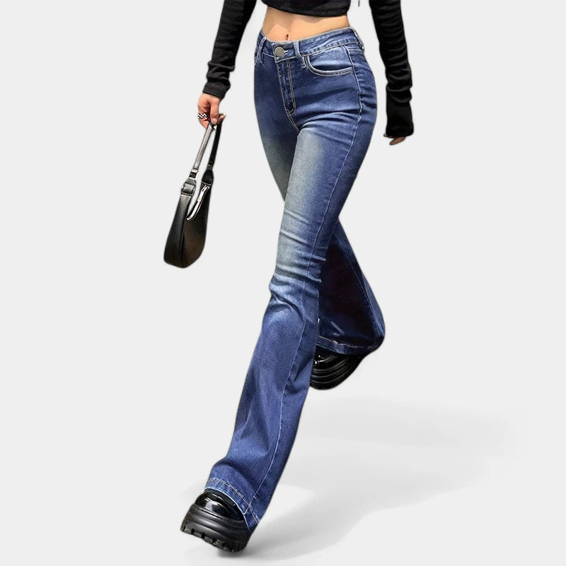 Gleame.-Broeken-Gleame Jeans - High-stretch retro flare jeans voor dames