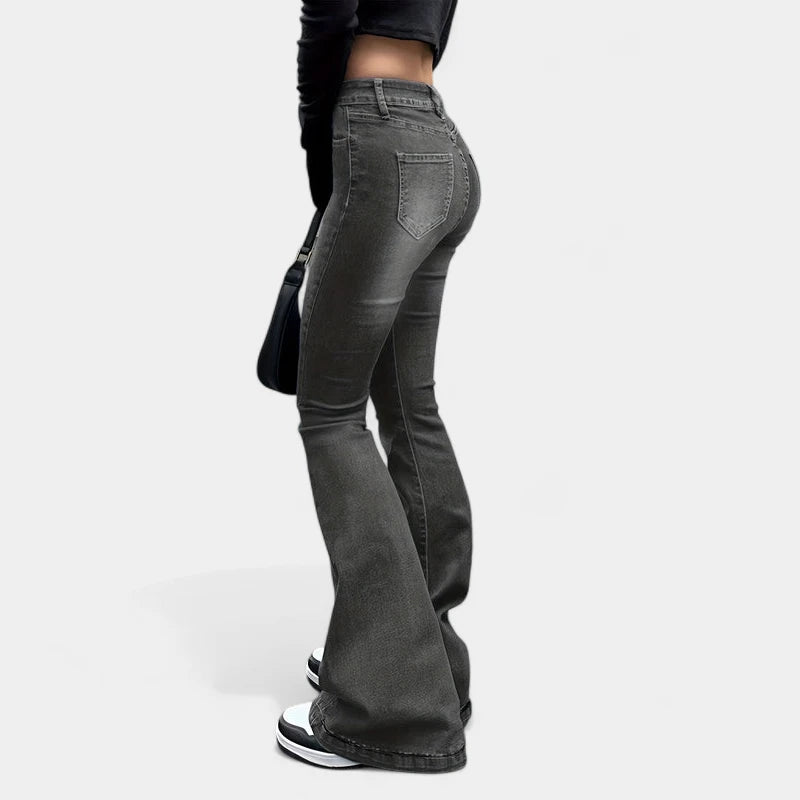 Gleame.-Broeken-Gleame Jeans - High-stretch retro flare jeans voor dames