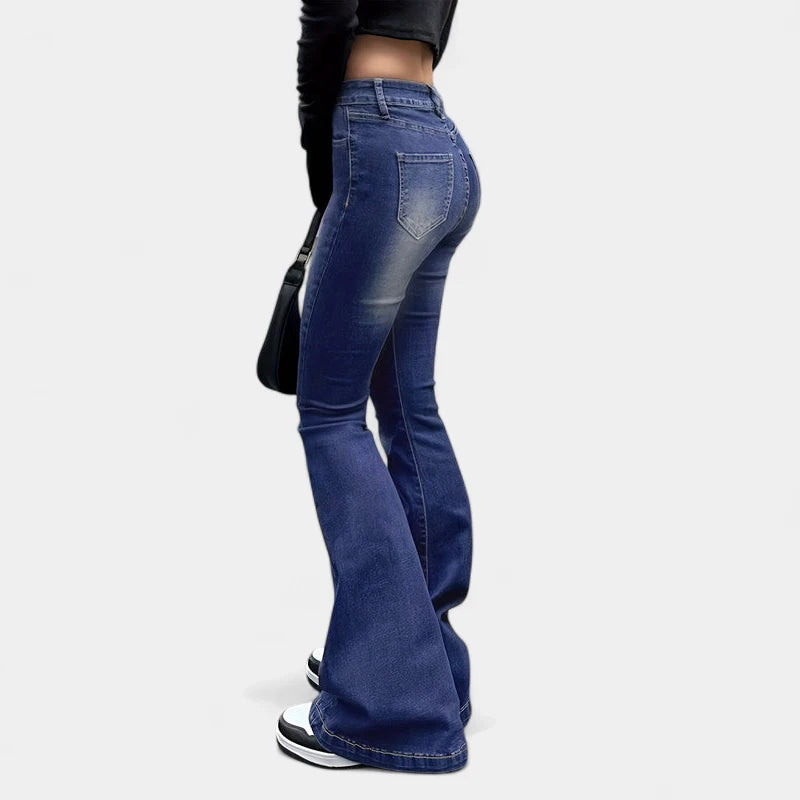 Gleame.-Broeken-Gleame Jeans - High-stretch retro flare jeans voor dames